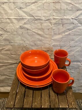 Gibson Orange Ceramic Dinnerware Set